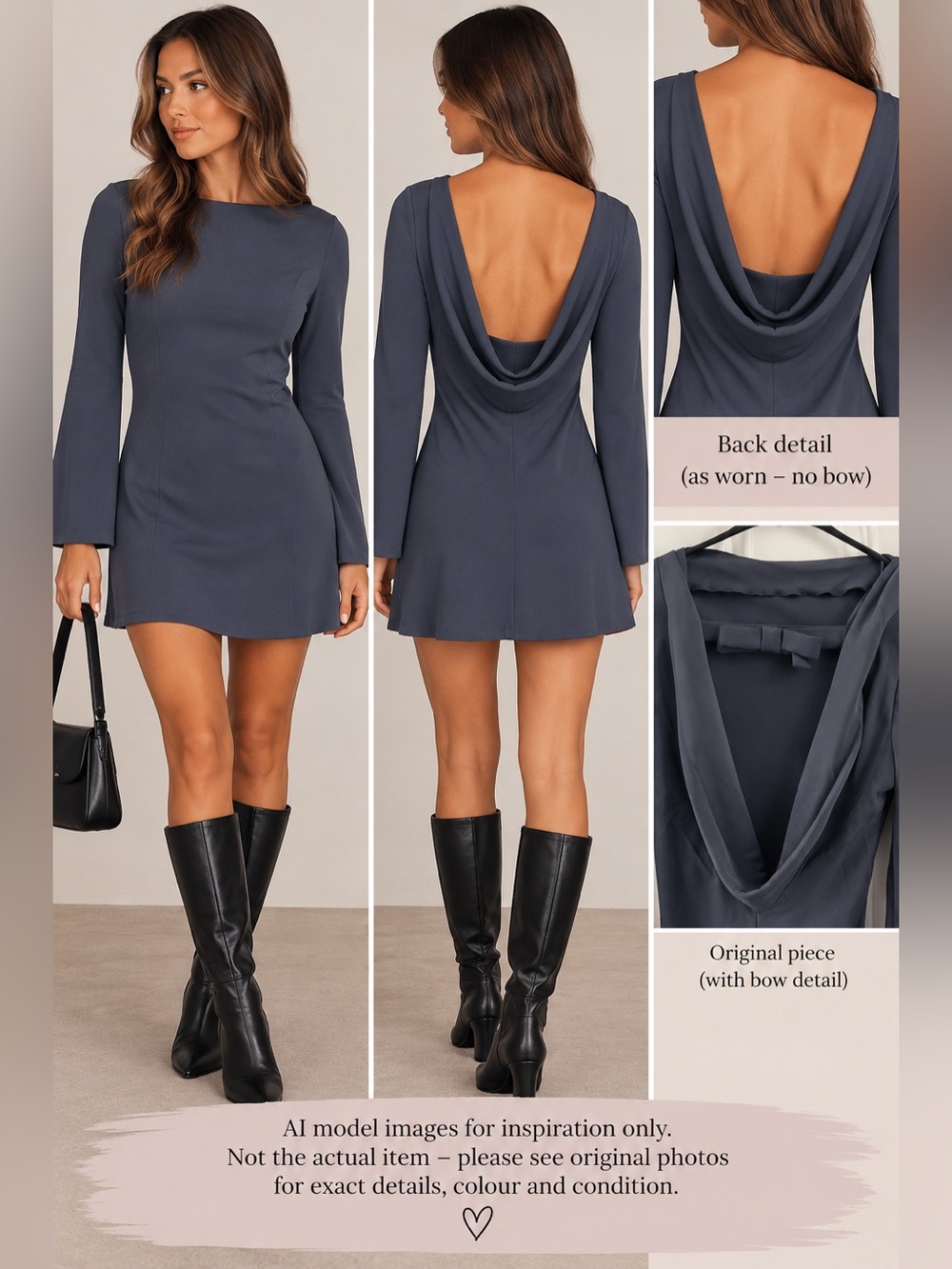 H&M Cowl-Back Dress in Slate Blue